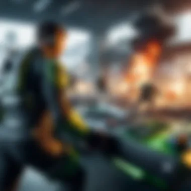 Thrilling Action in Xbox Series X Gaming A captivating screenshot of a thrilling action sequence in a popular Xbox Series X game