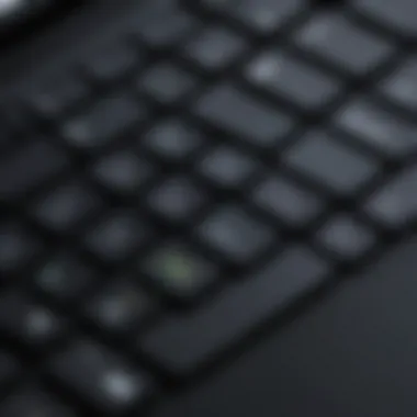 Close-up shot of Google laptop keyboard with illuminated keys