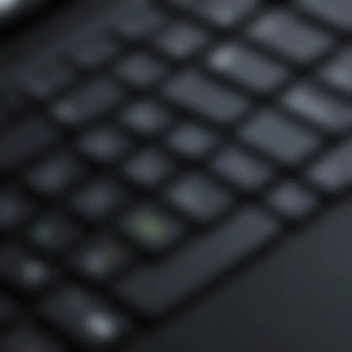 Close-up shot of Google laptop keyboard with illuminated keys