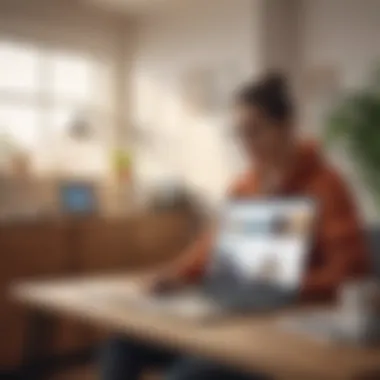 Student using Google laptop in a cozy study environment