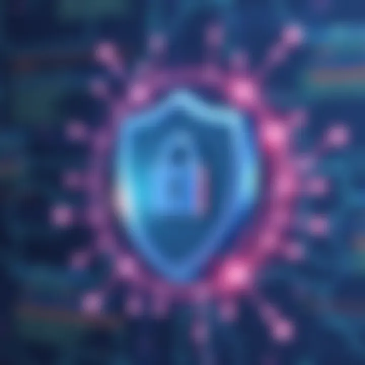 Data security shield representing password protection