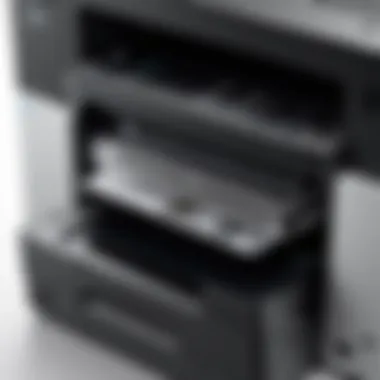 Close-up view of ink tank system in HP printer