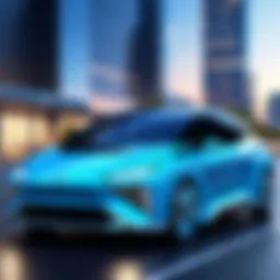 Hydrogen fuel cell car in a futuristic setting