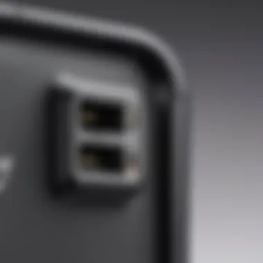 Close-up view of the charging ports and connections.