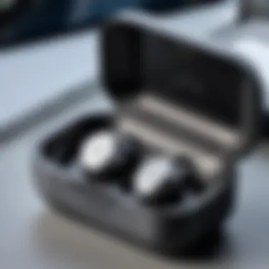 Jaybird Run headphones nestled within the charging case.