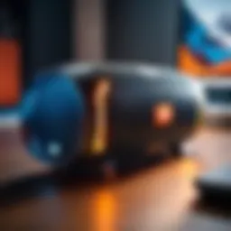 Showcasing JBL Bluetooth speaker in a vibrant setting