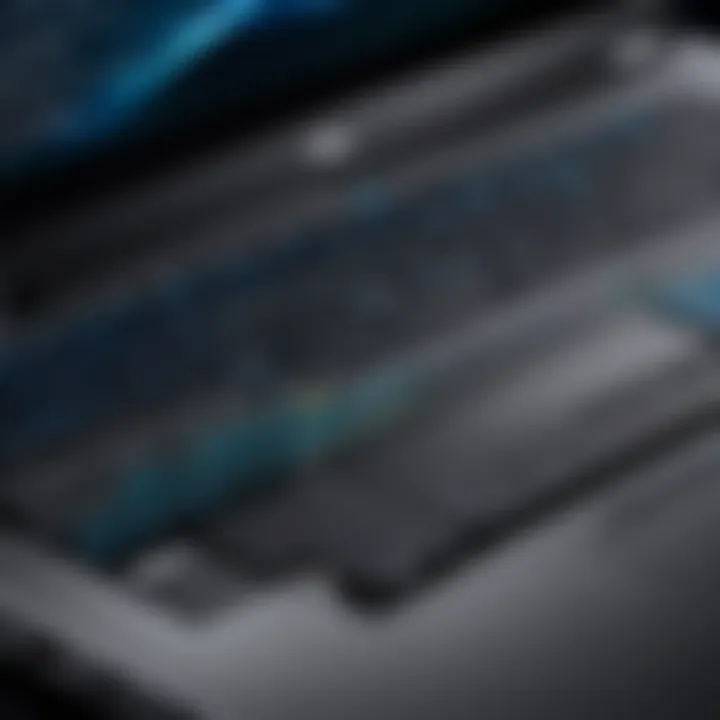 Close-up of Dell laptop performance specifications