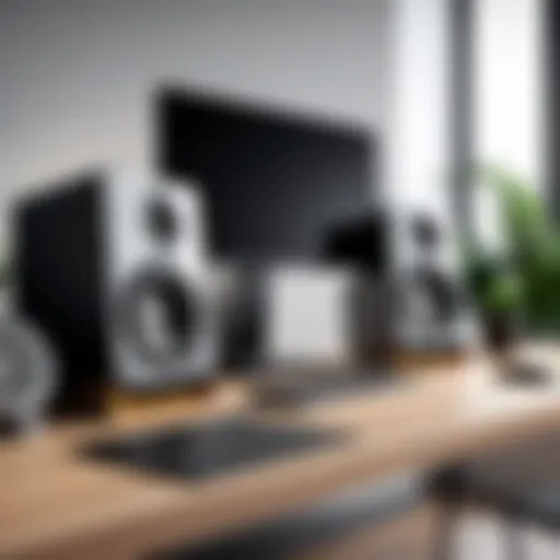 High-quality desk monitor speakers set up for optimal sound