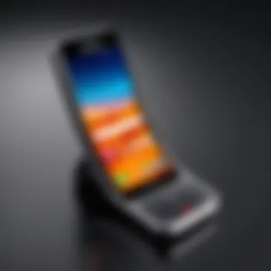 Close-up view of the Samsung Folder Flip Phone showcasing its foldable design and elegant finish.