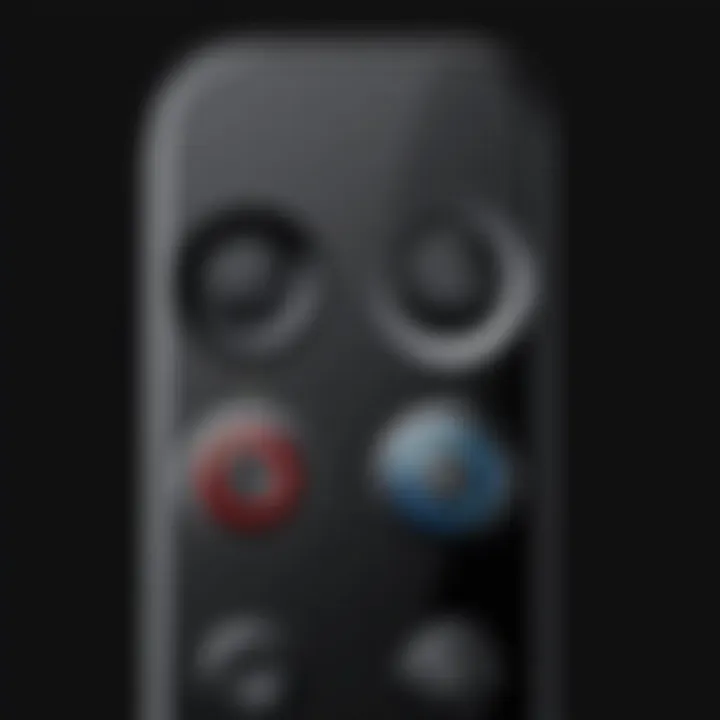 A close-up view of the Apple Arcade Remote highlighting its buttons and controls.