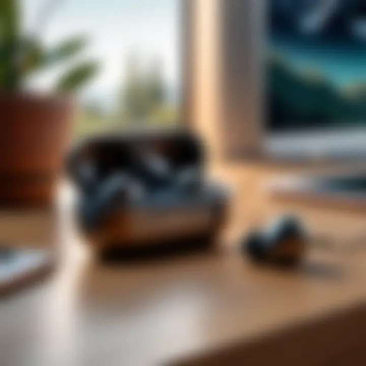 Lifestyle image showcasing earbuds in a cozy home setting