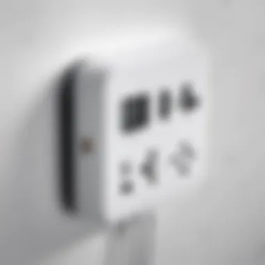 Modern Wall Charger Featuring Multiple Ports Close-up of a modern wall charger with multiple ports