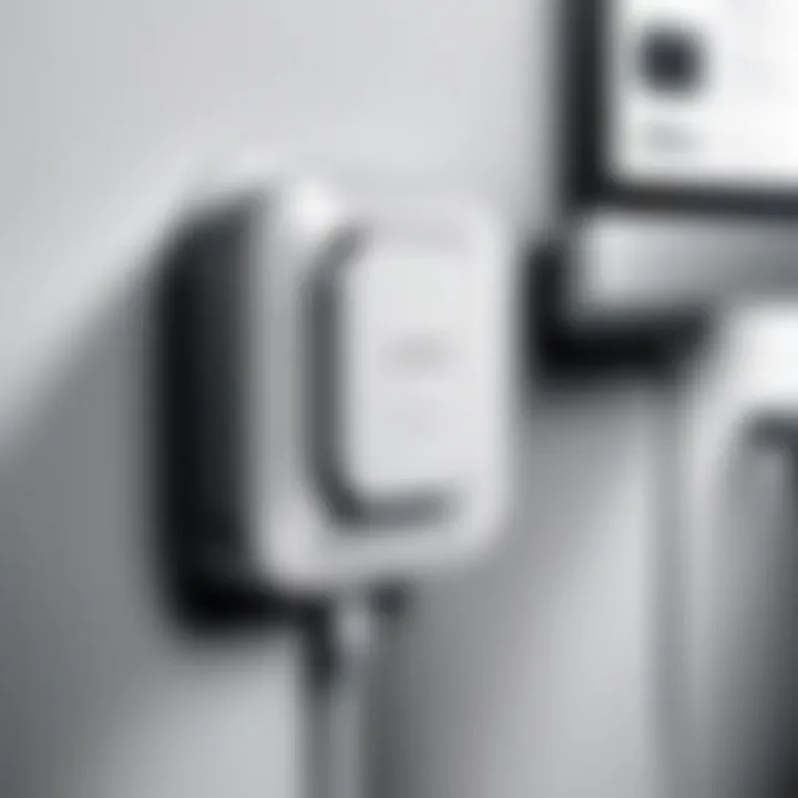 Stylish wall charger positioned in a modern workspace