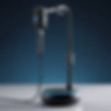 Technical specifications displayed on the Blue Ember microphone stand.