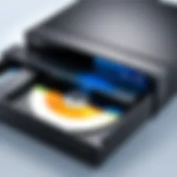 Detailed view of a Blu-ray disc reader showcasing its design and features