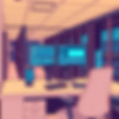 Ergonomic Monitor Setup in Server Management Ergonomic monitor setup in a server room, emphasizing user comfort