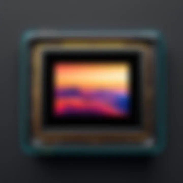 A sleek mini digital frame displaying vibrant photos.