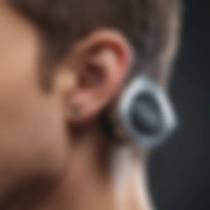 Cutting-edge technology single earbud in futuristic design