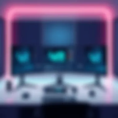 Illustration of gaming setup featuring a VA curved monitor