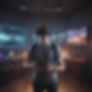 Immersive Virtual Reality Gameplay Virtual reality gaming experience on Oculus Quest 2