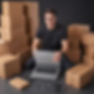 Unboxing Tech Delight Excited tech enthusiast unboxing new laptop