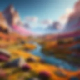 A vibrant virtual landscape showcasing user-generated content