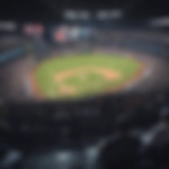 Artistic representation of a baseball game being broadcasted online