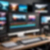 Creative video editing workspace displaying software and tools