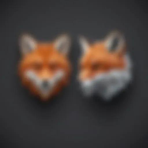 Illustration depicting Foxit and Adobe logos facing off