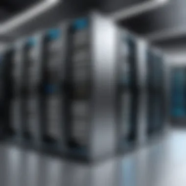 Modern Server Infrastructure A sleek server room showcasing high-tech equipment.
