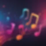 Abstract gradient design with music notes