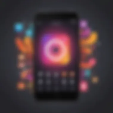 Illustration of a smartphone with Instagram app and music icon