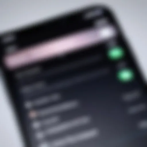 Close-up of an iPhone displaying the settings menu