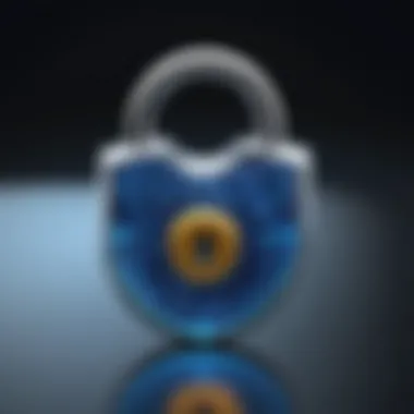 Symbol of Data Security and Protection A digital padlock symbolizing data security