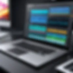 A laptop showcasing music production software
