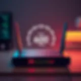 Router displaying internet speed capabilities