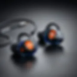 Elegant design of JBL Endurance Peak earbuds displayed on a textured surface