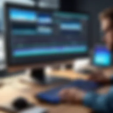 Advanced Video Editing Project in Progress Professional video editor working on a complex editing project