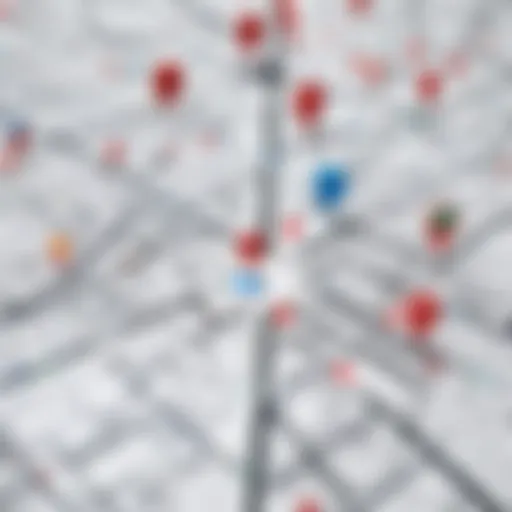 Abstract city map with navigation pins