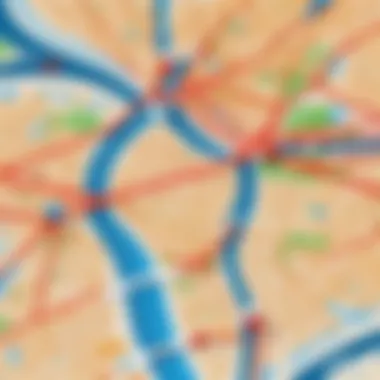 Interlinked Destination Network Illustration of interconnected travel nodes