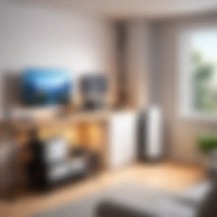 Schematic representation of a mobile phone booster installation in a typical home environment