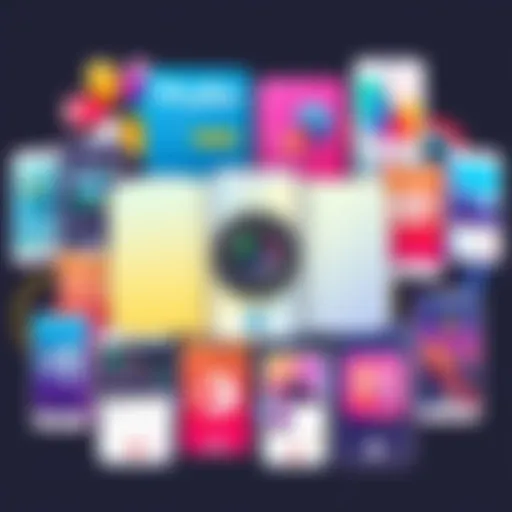 Diverse Mobile Photo Editing Applications A vibrant montage showcasing various mobile photo editor applications