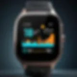 Smartwatch displaying fitness data during a workout