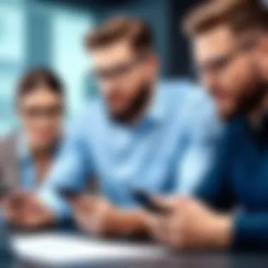 Discussing Robocall Blocker Features Tech enthusiast discussing features of blocker apps with colleagues