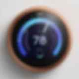 Smart home thermostat display showing energy savings