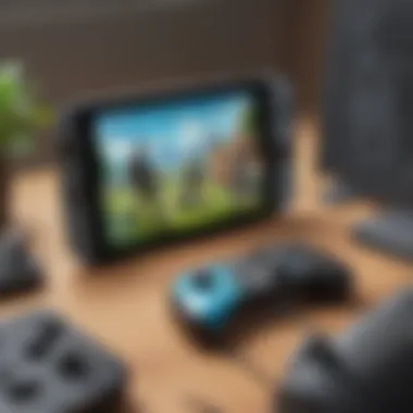 Immersive Gaming Setup Nintendo Switch console with Fortnite game display