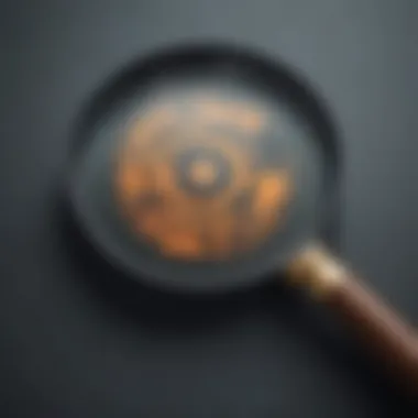 Key Discovery Through Magnification Magnifying glass focusing on hidden product key