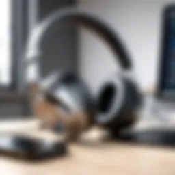 Noise-cancelling headphones in a modern office setting