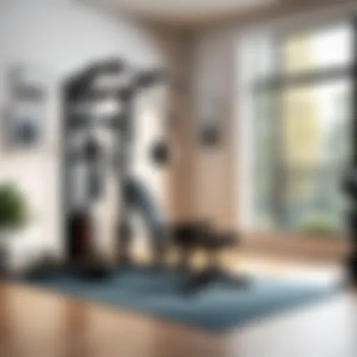 A well-equipped home gym showcasing various strength training tools