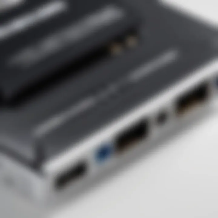 Close-up view of Samsung Tablet Ethernet Adapter showcasing its ports and features